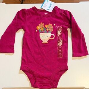 Carter's Magenta Floral Cup Long Sleeve Bodysuit